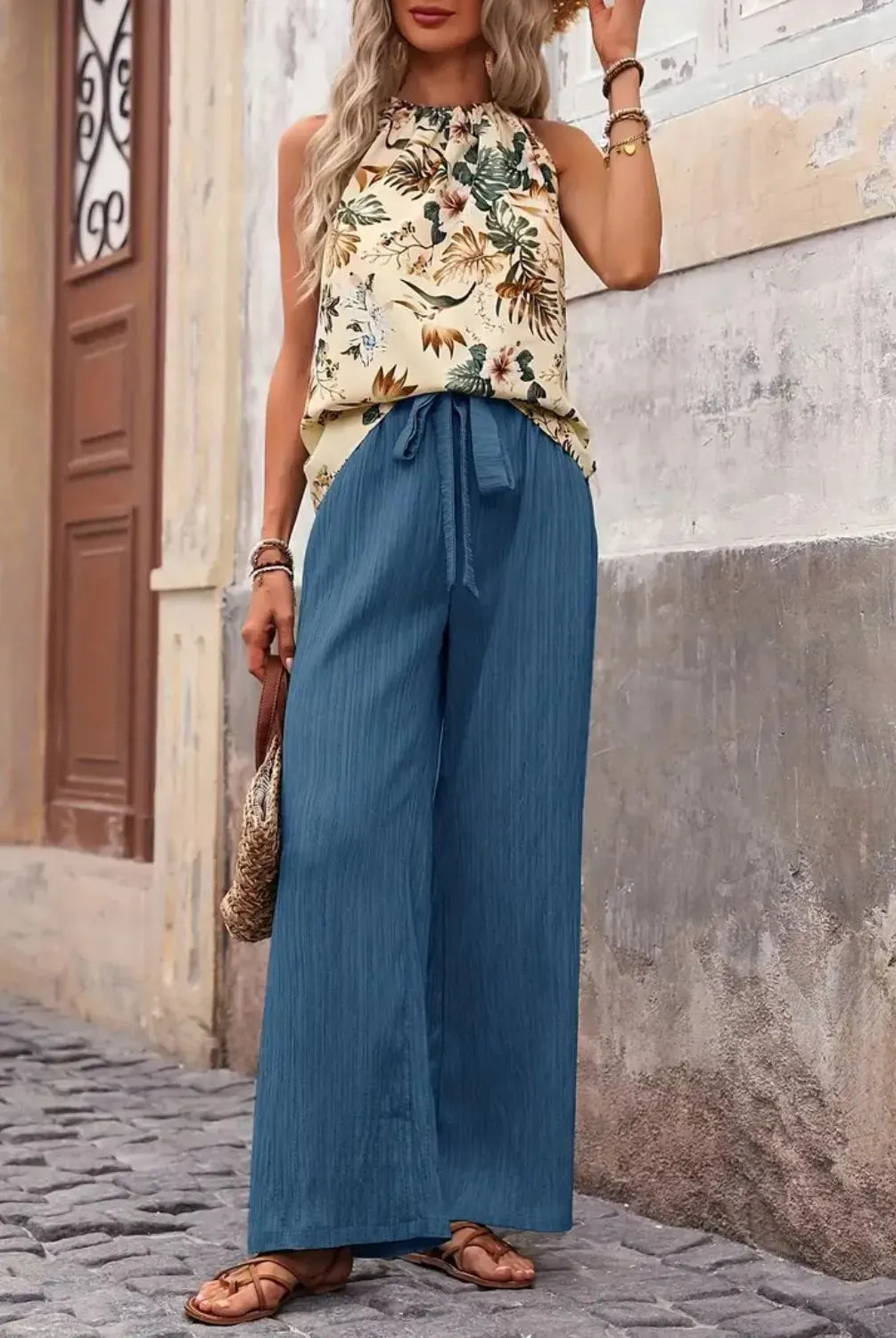 Printed Tank Top and Wide Leg Pants Set-Tops-Krush Kandy, Women's Online Fashion Boutique Located in Phoenix, Arizona (Scottsdale Area)
