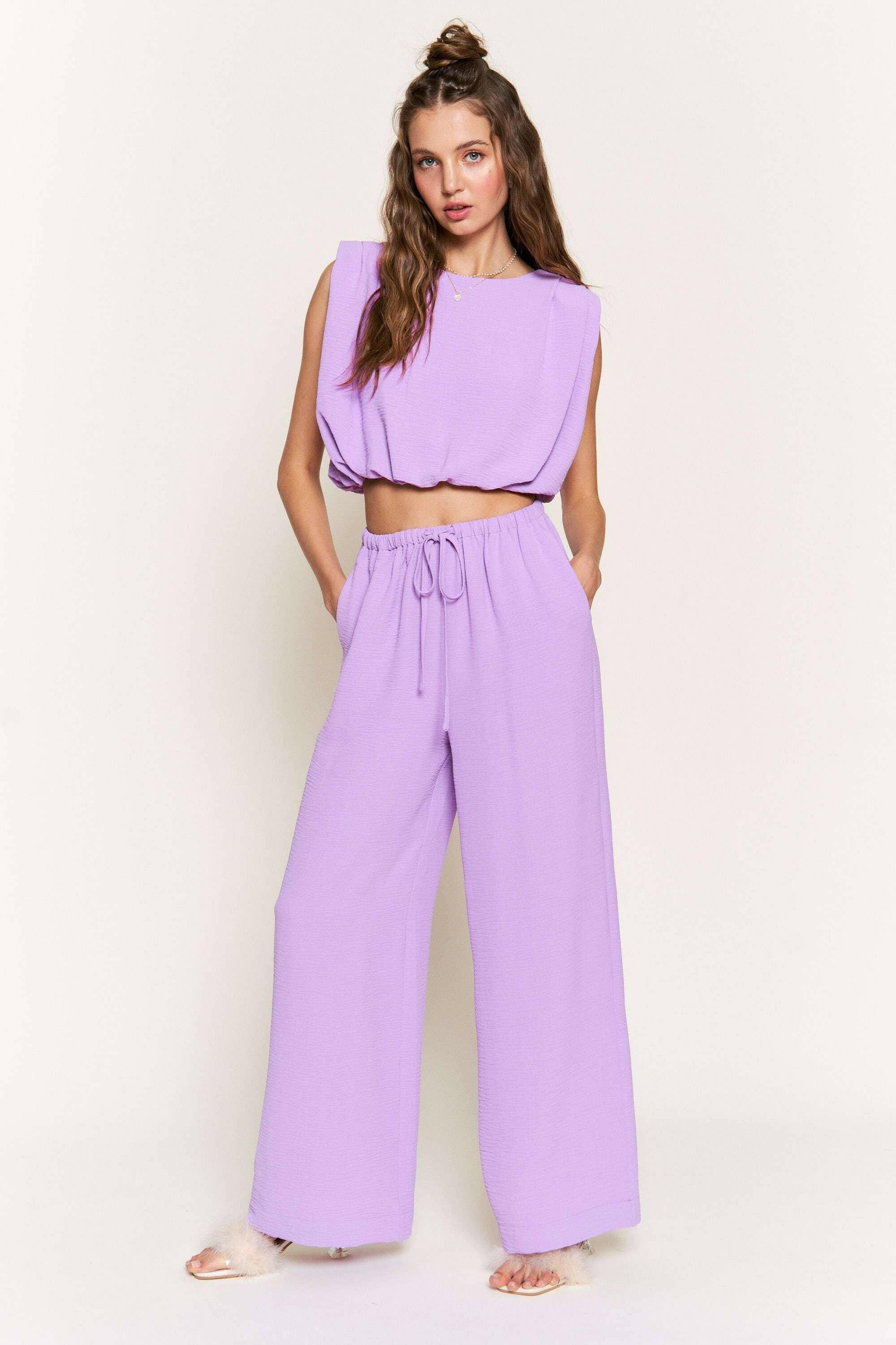 Lilac Lounge Wide Leg Pants-Pants-Krush Kandy, Women's Online Fashion Boutique Located in Phoenix, Arizona (Scottsdale Area)
