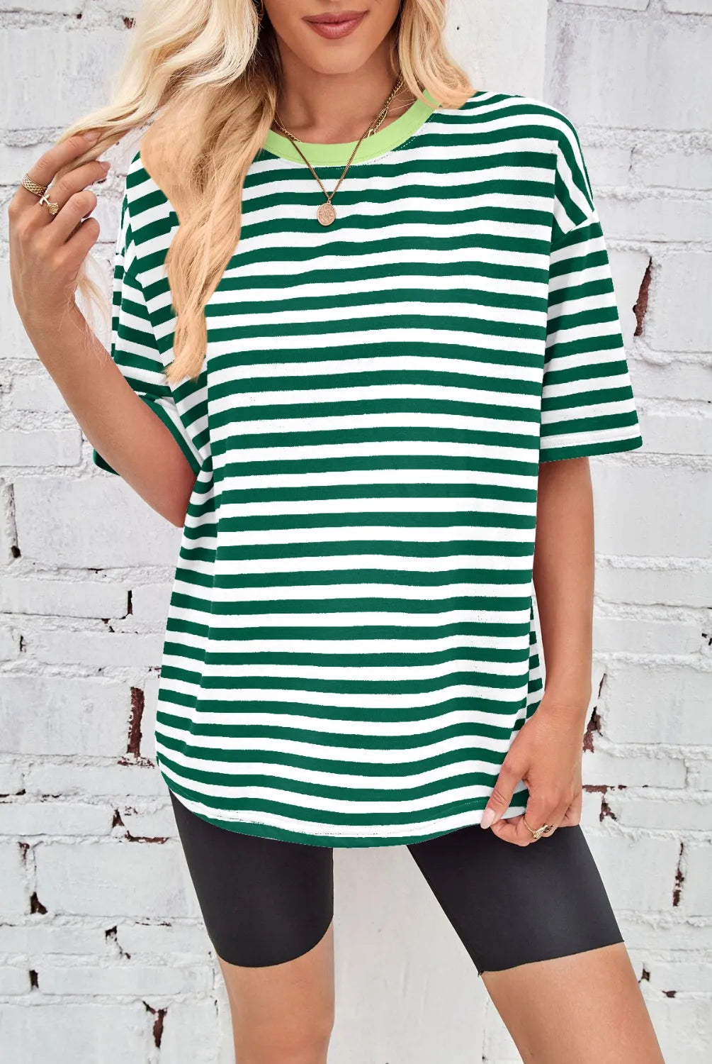 Neon Pop Stripe Oversized Tee-Tops-Krush Kandy, Women's Online Fashion Boutique Located in Phoenix, Arizona (Scottsdale Area)