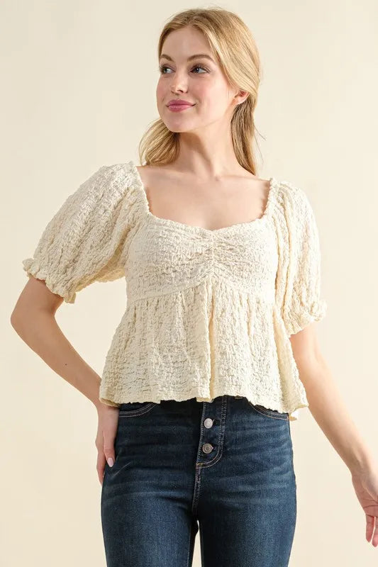 And The Why Lovely Textured and Smocked Top-Tops-Krush Kandy, Women's Online Fashion Boutique Located in Phoenix, Arizona (Scottsdale Area)