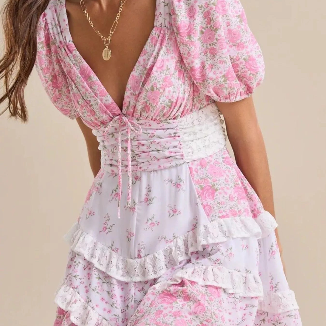 Floral Puff Sleeve Tiered Mini Dress-Dresses-Krush Kandy, Women's Online Fashion Boutique Located in Phoenix, Arizona (Scottsdale Area)