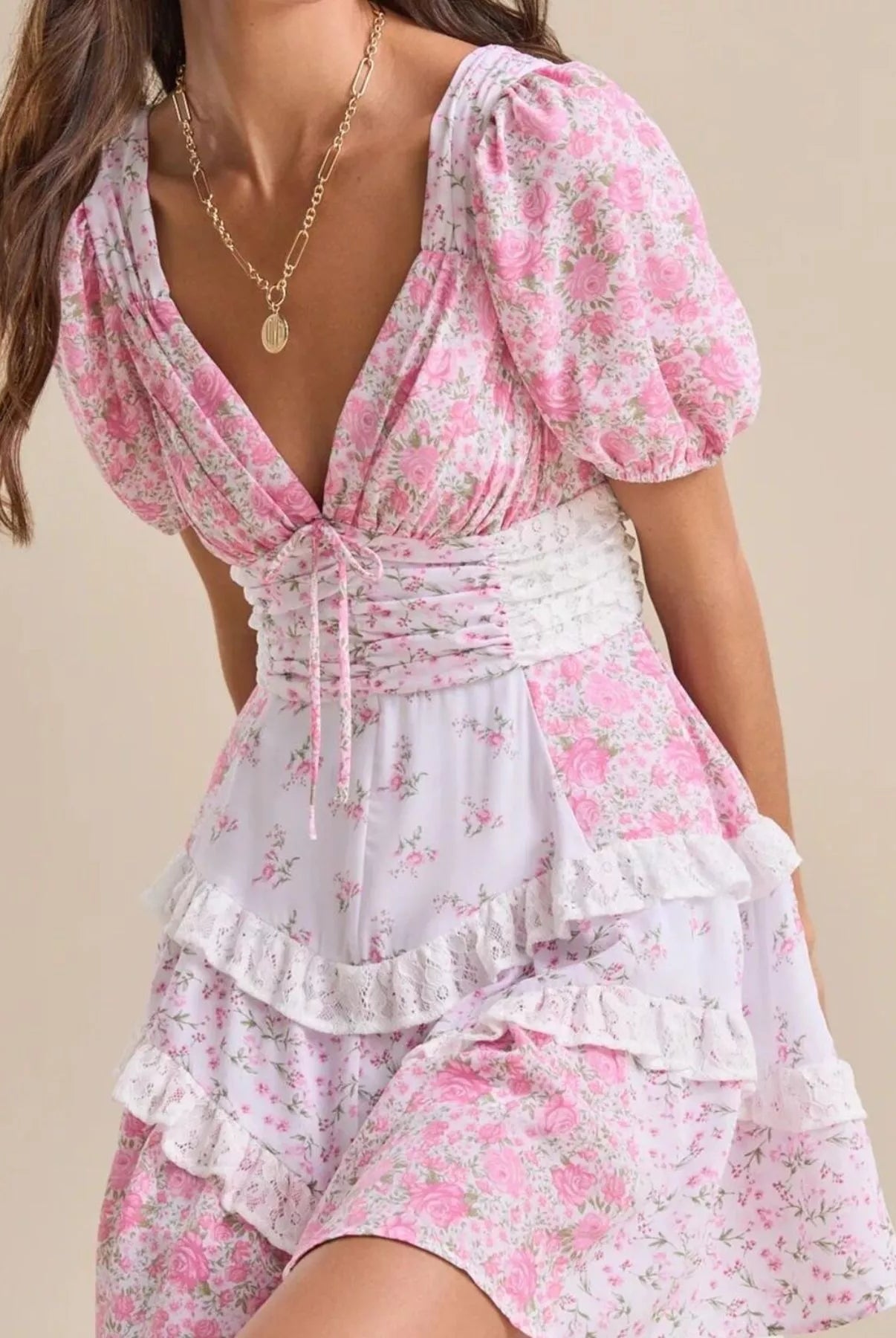 Floral Puff Sleeve Tiered Mini Dress-Dresses-Krush Kandy, Women's Online Fashion Boutique Located in Phoenix, Arizona (Scottsdale Area)