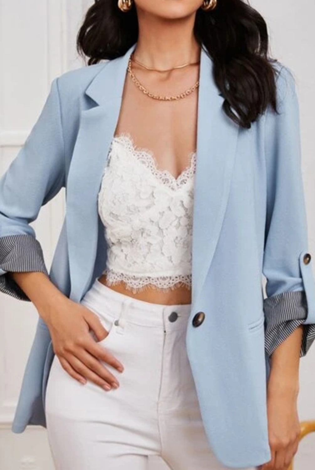 Lapel Collar Roll-Tab Sleeve Blazer-Krush Kandy, Women's Online Fashion Boutique Located in Phoenix, Arizona (Scottsdale Area)
