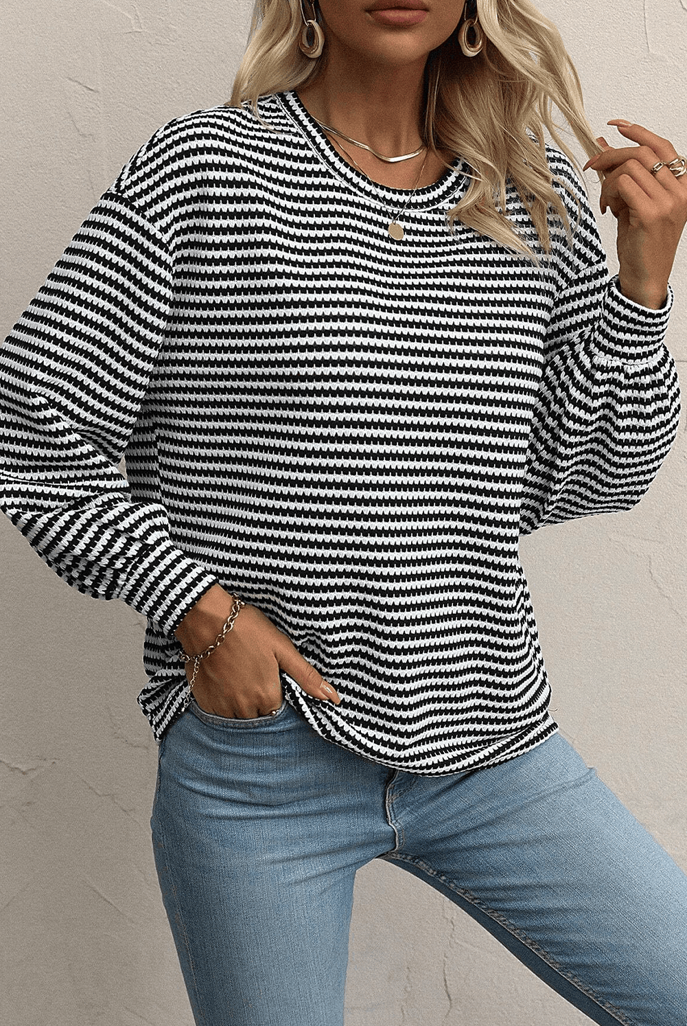 Classic Stripe Oversized Sweater-Tops-Krush Kandy, Women's Online Fashion Boutique Located in Phoenix, Arizona (Scottsdale Area)