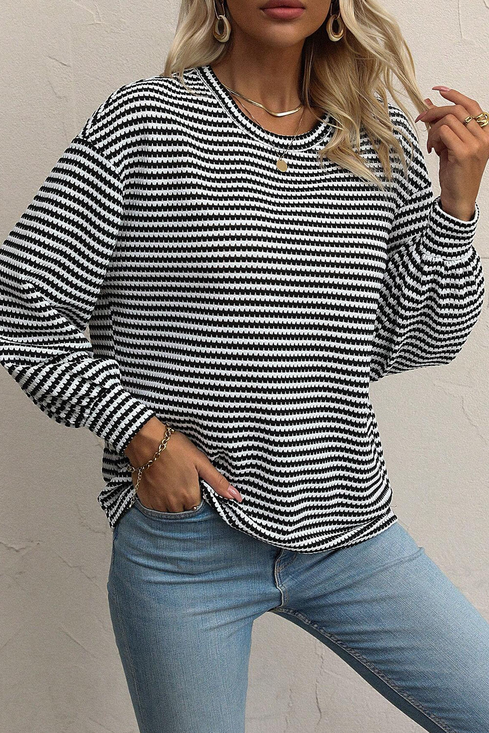 Classic Stripe Oversized Sweater-Tops-Krush Kandy, Women's Online Fashion Boutique Located in Phoenix, Arizona (Scottsdale Area)