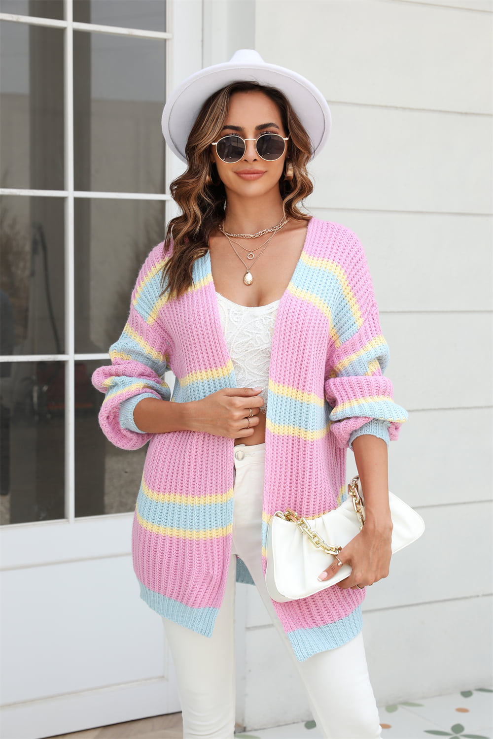 Angel Wings Color Block Ribbed Dropped Shoulder Open Front Cardigan-Krush Kandy, Women's Online Fashion Boutique Located in Phoenix, Arizona (Scottsdale Area)