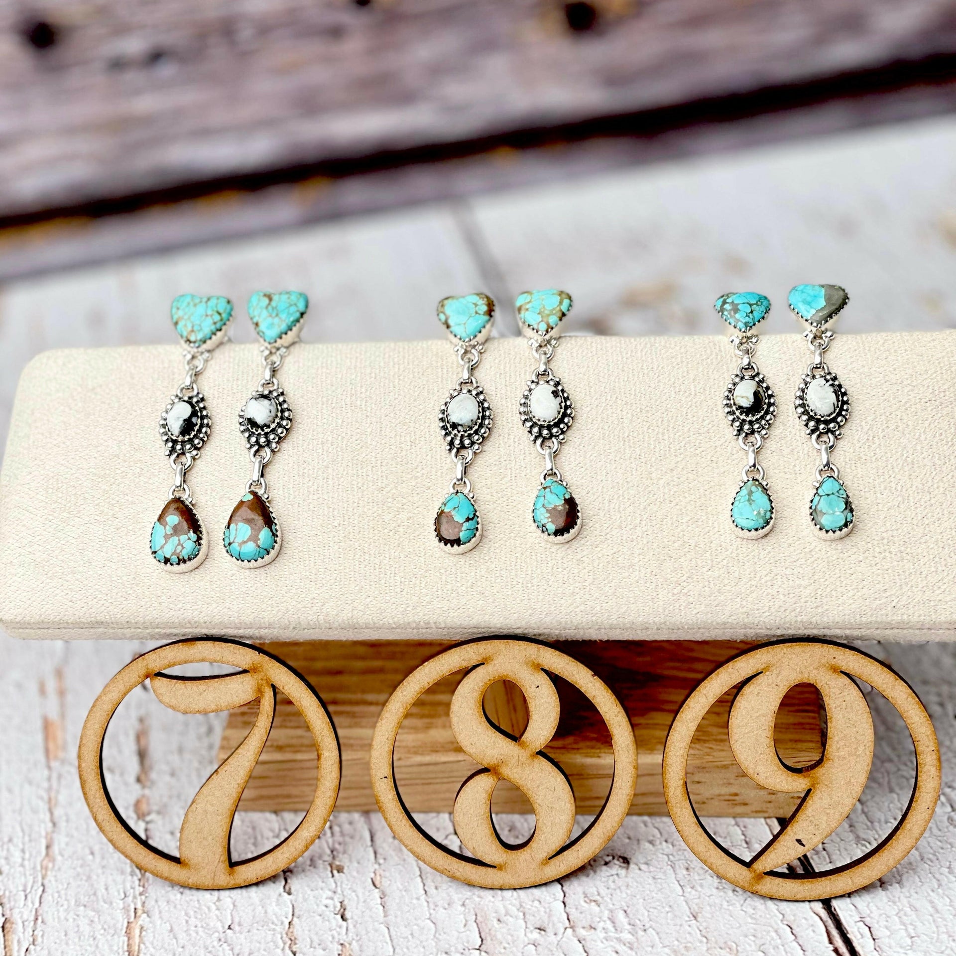 All Mine 8 & White Buffalo Heart Earrings-Stud Earrings-Krush Kandy, Women's Online Fashion Boutique Located in Phoenix, Arizona (Scottsdale Area)