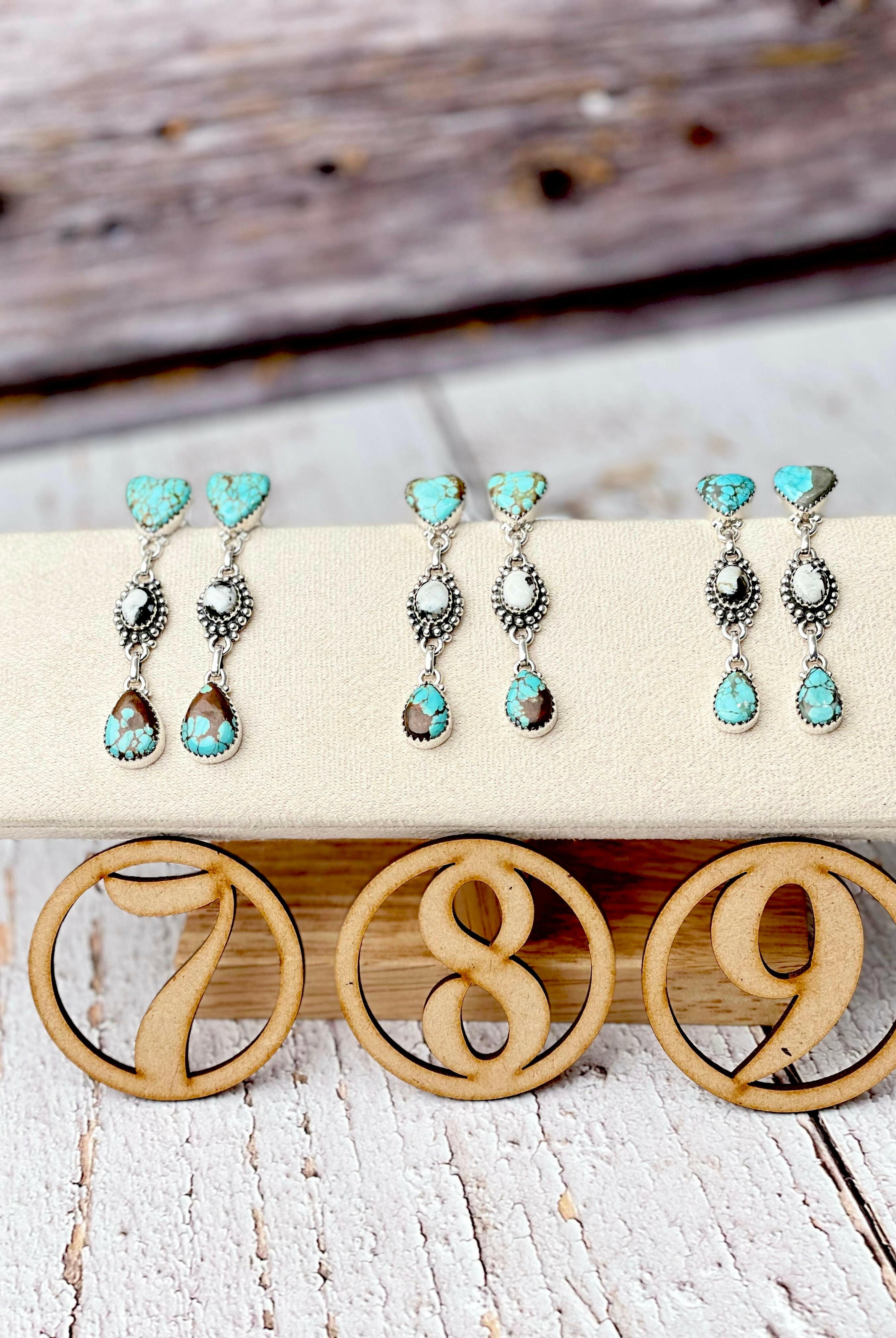 All Mine 8 & White Buffalo Heart Earrings-Stud Earrings-Krush Kandy, Women's Online Fashion Boutique Located in Phoenix, Arizona (Scottsdale Area)