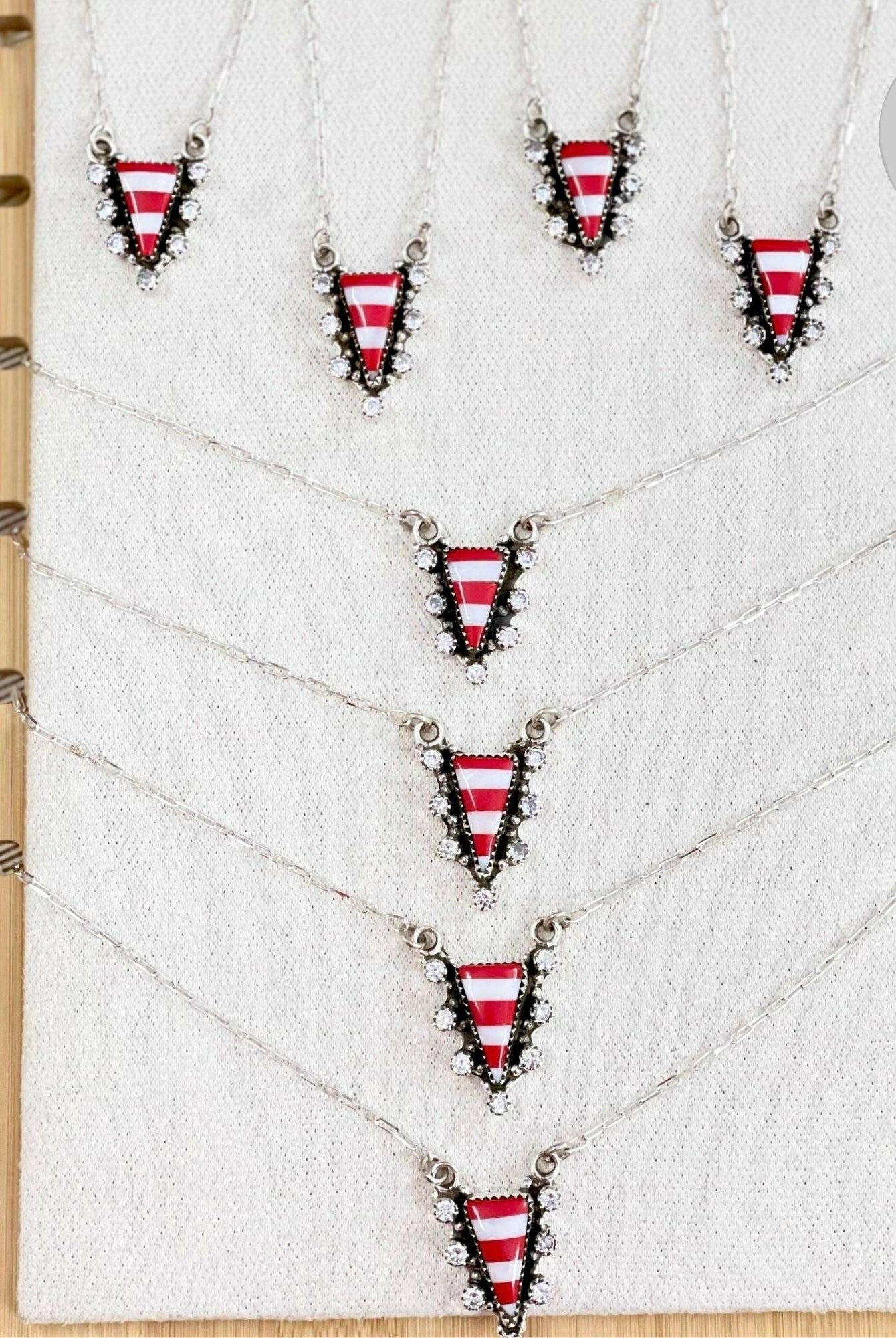 Holiday Stripe White CZ Tree Necklace-Chain Necklaces-Krush Kandy, Women's Online Fashion Boutique Located in Phoenix, Arizona (Scottsdale Area)