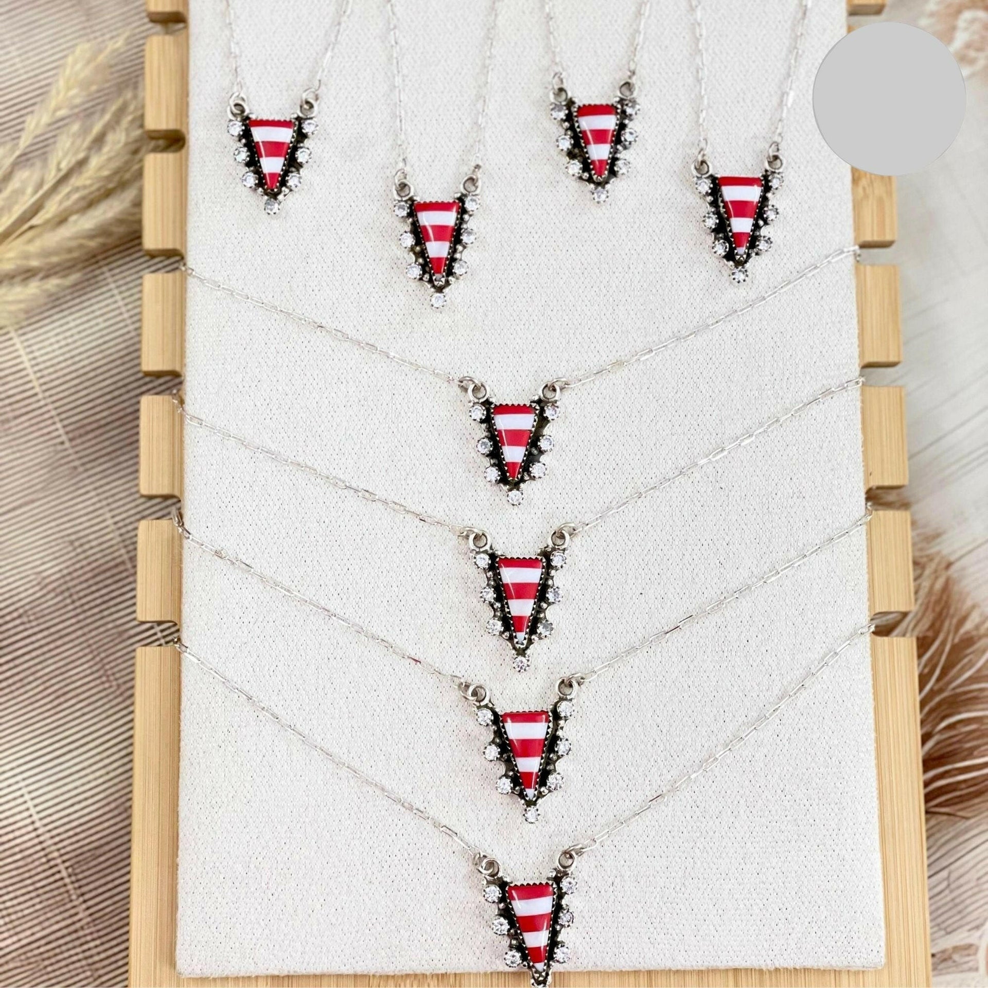 Holiday Stripe White CZ Tree Necklace-Chain Necklaces-Krush Kandy, Women's Online Fashion Boutique Located in Phoenix, Arizona (Scottsdale Area)