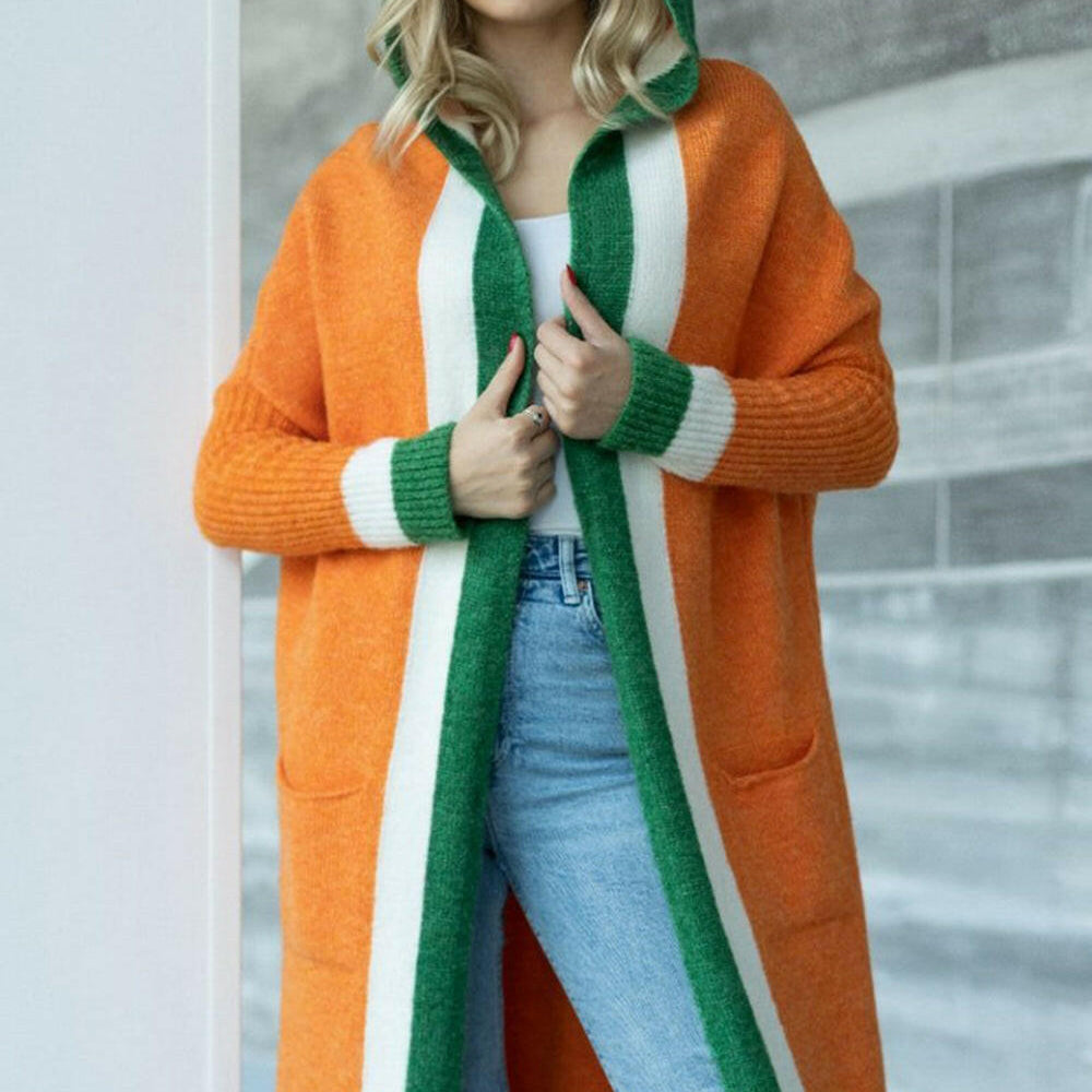 Pocketed Contrast Long Sleeve Hooded Cardigan-Krush Kandy, Women's Online Fashion Boutique Located in Phoenix, Arizona (Scottsdale Area)