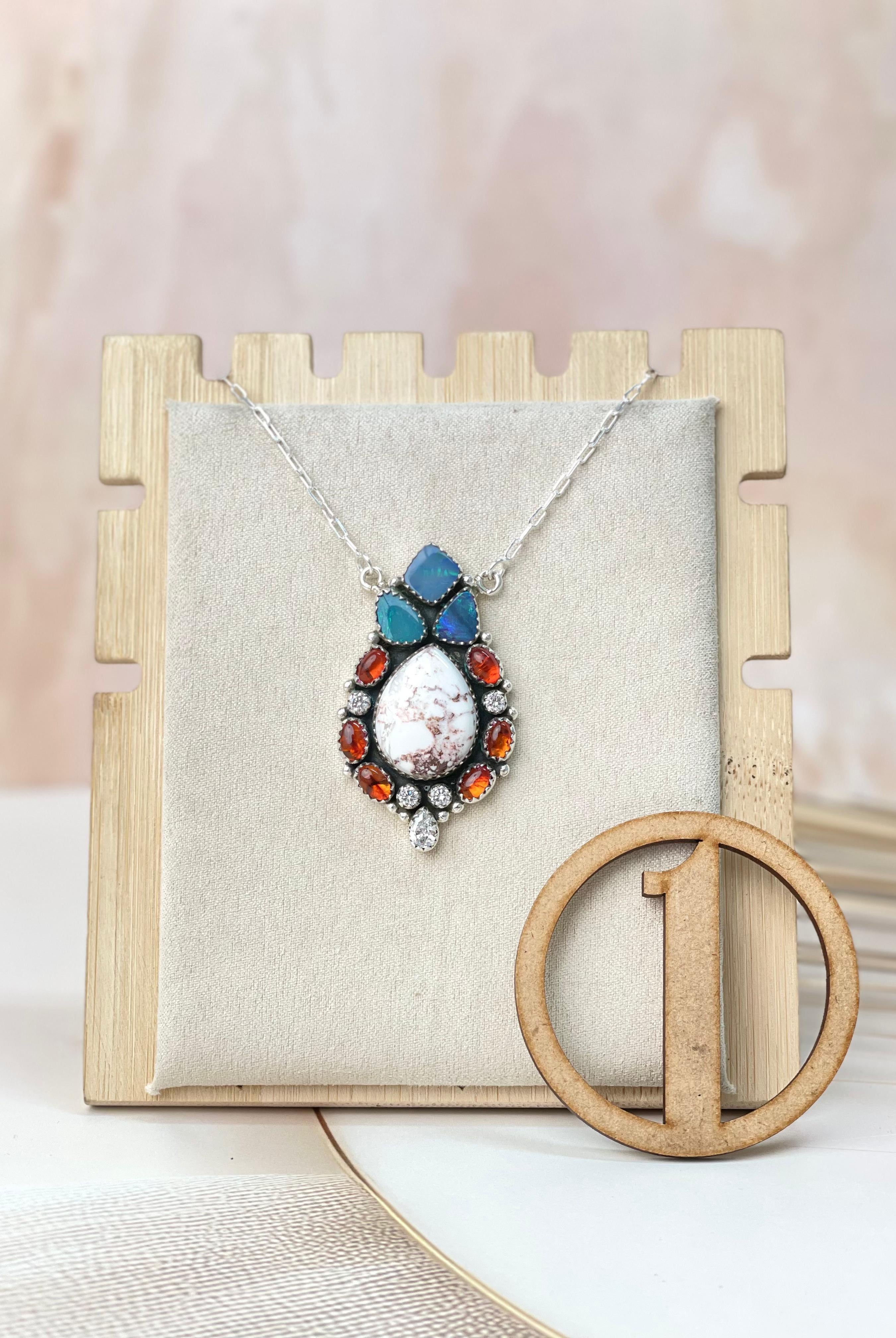 Australian Opal & Amber Necklace sno 54-Necklaces-Krush Kandy, Women's Online Fashion Boutique Located in Phoenix, Arizona (Scottsdale Area)