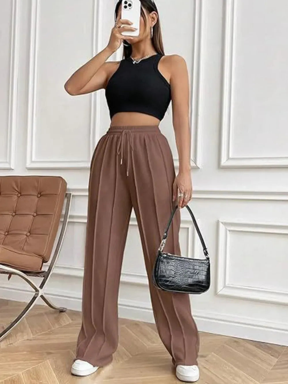 Drawstring Wide Leg Pants with Pockets-PANTS-Krush Kandy, Women's Online Fashion Boutique Located in Phoenix, Arizona (Scottsdale Area)