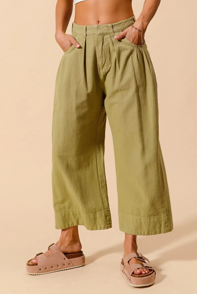 SO ME Mid Rise Wide Leg Chino Pants With Pockets-Pants-Krush Kandy, Women's Online Fashion Boutique Located in Phoenix, Arizona (Scottsdale Area)