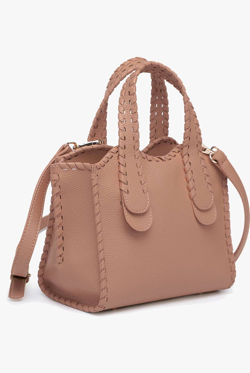 Marla Whipstitch Satchel Tote Bag-handbags-Krush Kandy, Women's Online Fashion Boutique Located in Phoenix, Arizona (Scottsdale Area)