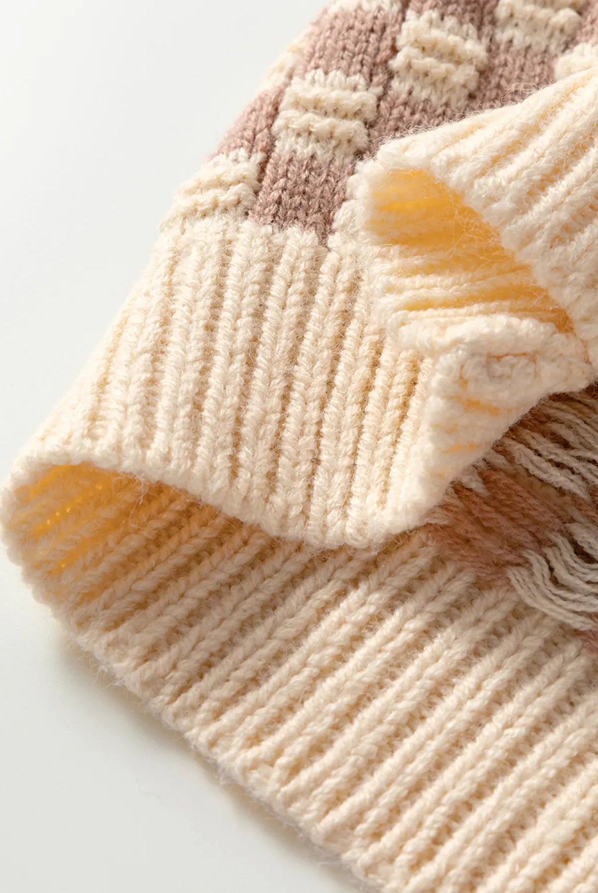 Stripe Checkerboard Drop Shoulder Balloon Sleeve Sweater-Sweaters-Krush Kandy, Women's Online Fashion Boutique Located in Phoenix, Arizona (Scottsdale Area)
