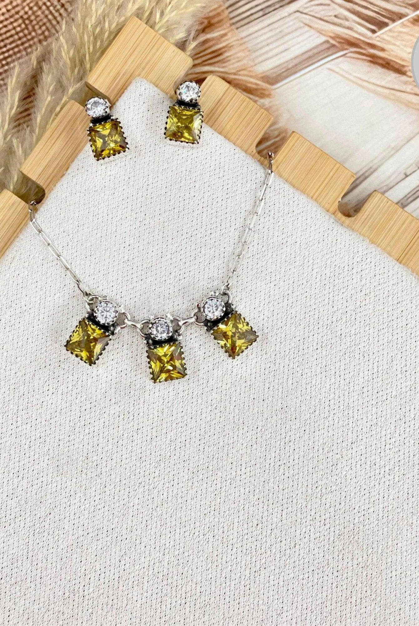 Glamorous Holiday Necklace & Earring Set-Chain Necklaces-Krush Kandy, Women's Online Fashion Boutique Located in Phoenix, Arizona (Scottsdale Area)