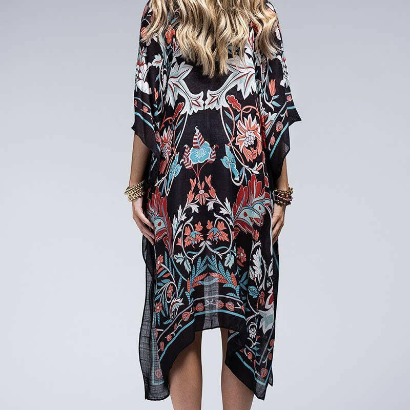 Leaf and Flower print Kimono-Kimono-Krush Kandy, Women's Online Fashion Boutique Located in Phoenix, Arizona (Scottsdale Area)