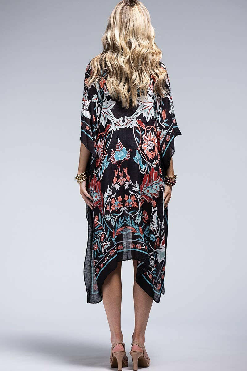Leaf and Flower print Kimono-Kimono-Krush Kandy, Women's Online Fashion Boutique Located in Phoenix, Arizona (Scottsdale Area)