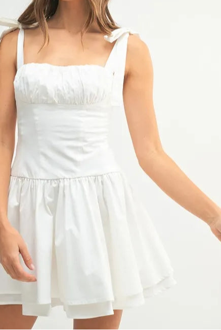 MABLE Shoulder Tie Corset Panel Mini Dress-Dresses-Krush Kandy, Women's Online Fashion Boutique Located in Phoenix, Arizona (Scottsdale Area)