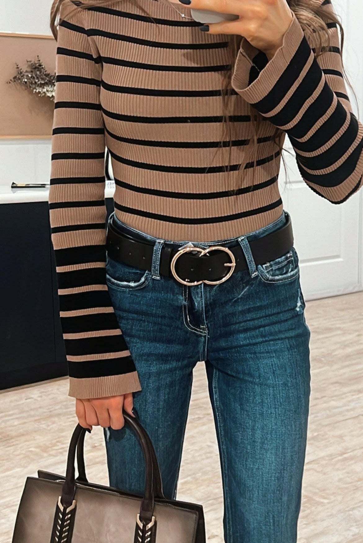 Stripe Long Sleeve Sweater Top-Long Sleeve Tops-Krush Kandy, Women's Online Fashion Boutique Located in Phoenix, Arizona (Scottsdale Area)