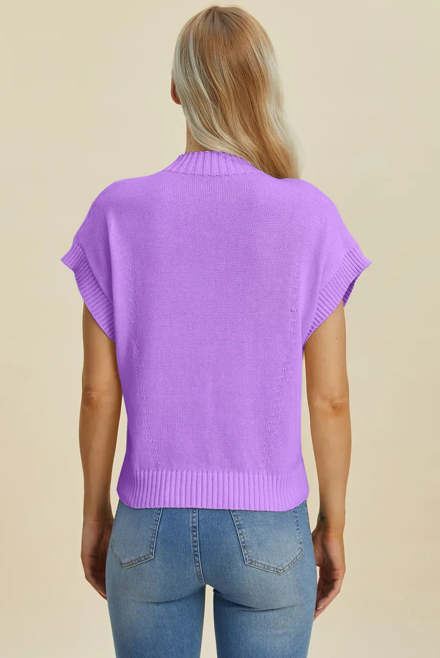 Double Take Full Size Mock Neck Short Sleeve Sweater-Krush Kandy, Women's Online Fashion Boutique Located in Phoenix, Arizona (Scottsdale Area)