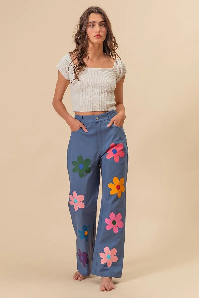 BiBi Floral Print Straight Leg Pants-PANTS-Krush Kandy, Women's Online Fashion Boutique Located in Phoenix, Arizona (Scottsdale Area)
