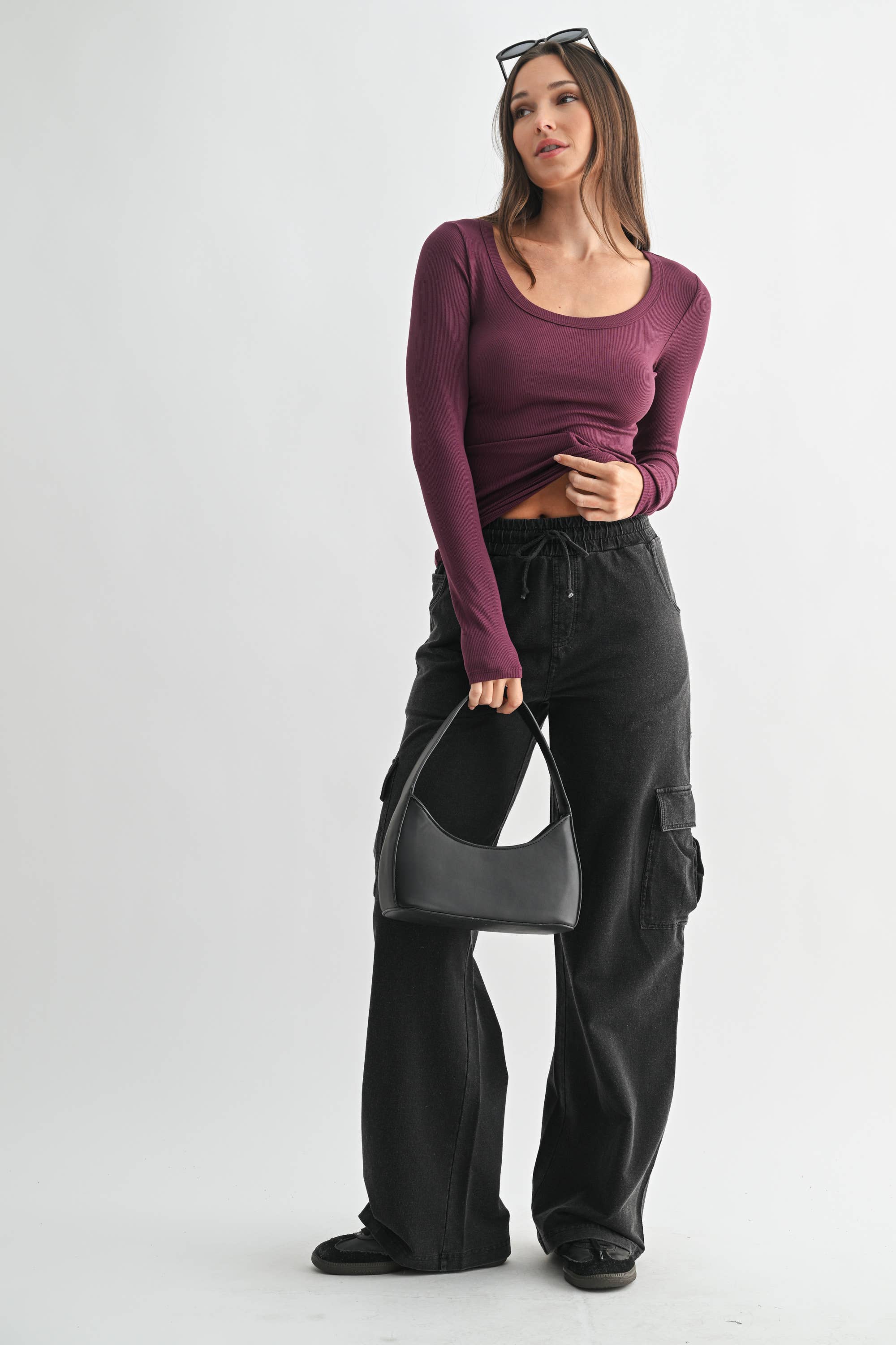 Lightweight Stretch Ribbed Long Sleeve Top-Tops-Krush Kandy, Women's Online Fashion Boutique Located in Phoenix, Arizona (Scottsdale Area)