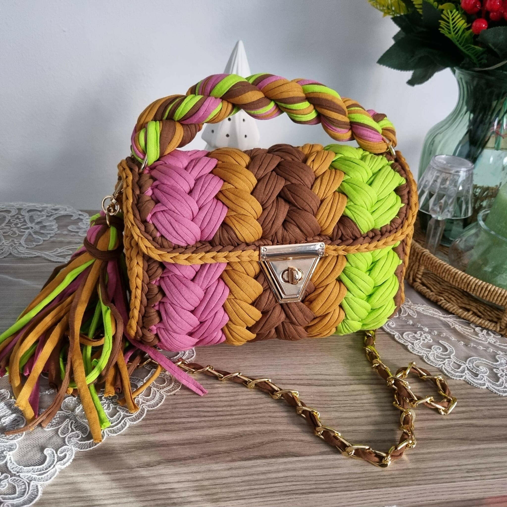 Gleam & Weave Handmade Crochet Purse-handbags-Krush Kandy, Women's Online Fashion Boutique Located in Phoenix, Arizona (Scottsdale Area)