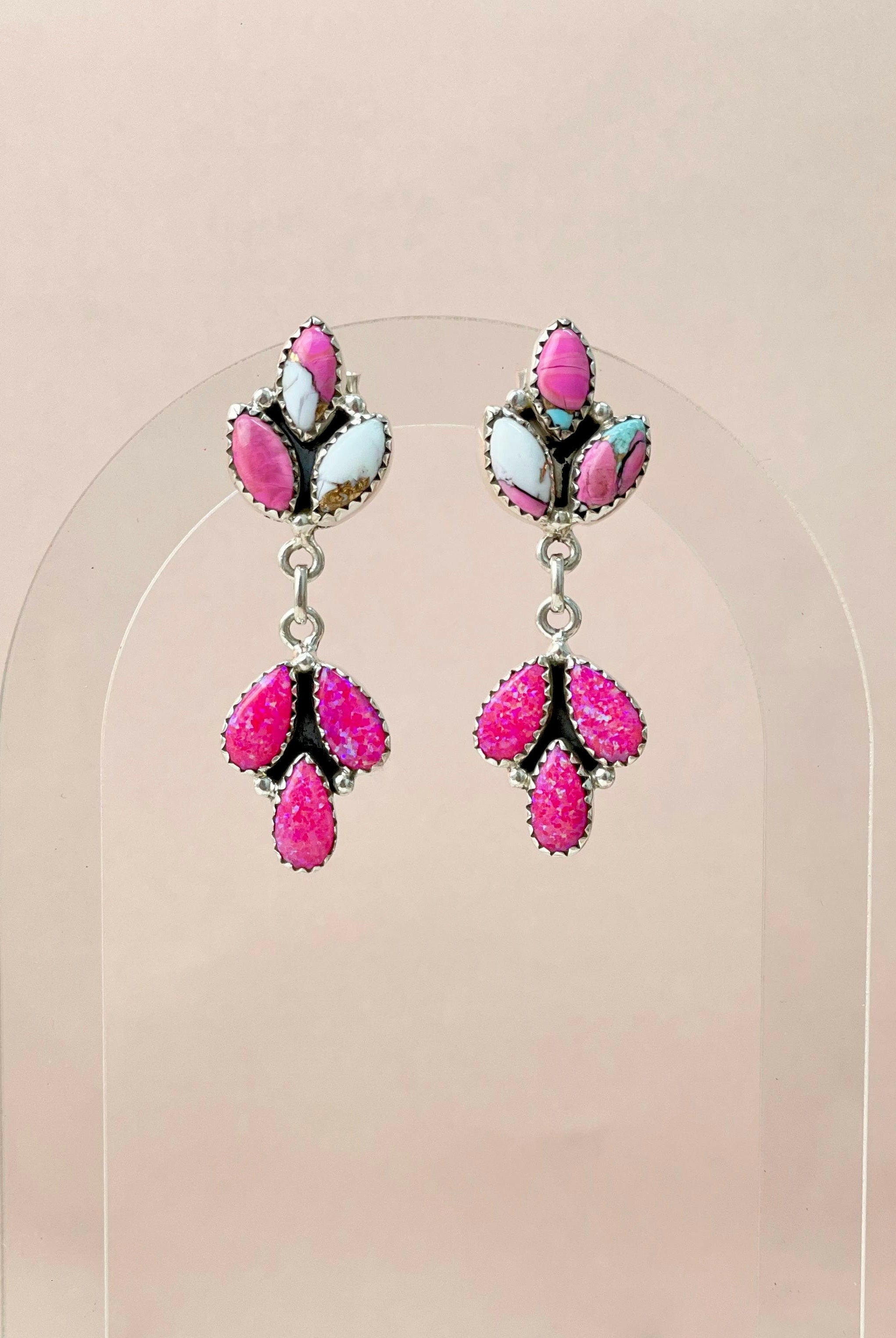 Cotton Candy & Mimosa Pink Opal Earrings-Earrings-Krush Kandy, Women's Online Fashion Boutique Located in Phoenix, Arizona (Scottsdale Area)