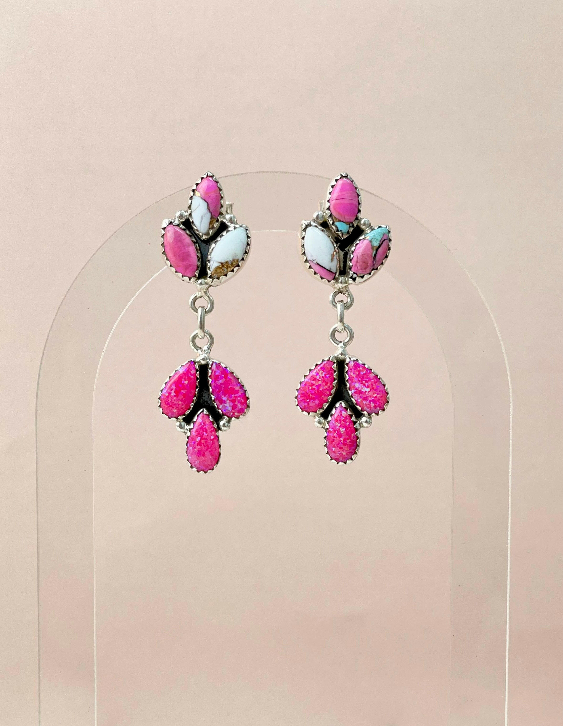 Cotton Candy & Mimosa Pink Opal Earrings-Earrings-Krush Kandy, Women's Online Fashion Boutique Located in Phoenix, Arizona (Scottsdale Area)