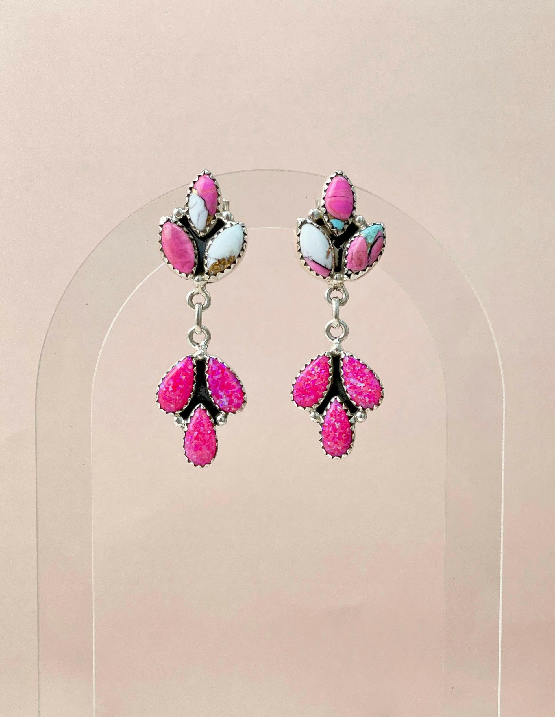 Cotton Candy & Mimosa Pink Opal Earrings-Earrings-Krush Kandy, Women's Online Fashion Boutique Located in Phoenix, Arizona (Scottsdale Area)