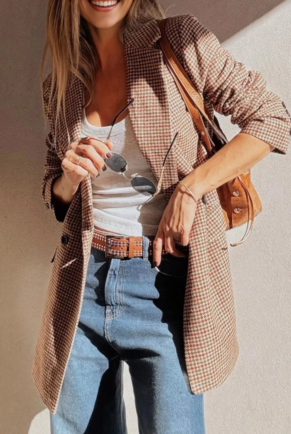 Houndstooth Lapel Collar Blazer-Blazers-Krush Kandy, Women's Online Fashion Boutique Located in Phoenix, Arizona (Scottsdale Area)