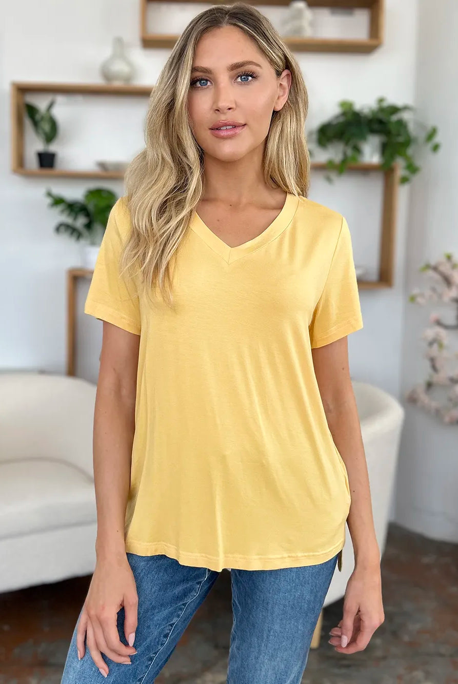 Basic Bae Essential V-Neck Bamboo Top-Tops-Krush Kandy, Women's Online Fashion Boutique Located in Phoenix, Arizona (Scottsdale Area)