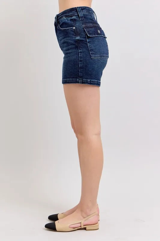 Judy Blue High Waist Back Flap Pocket Denim Shorts-Denim-Krush Kandy, Women's Online Fashion Boutique Located in Phoenix, Arizona (Scottsdale Area)