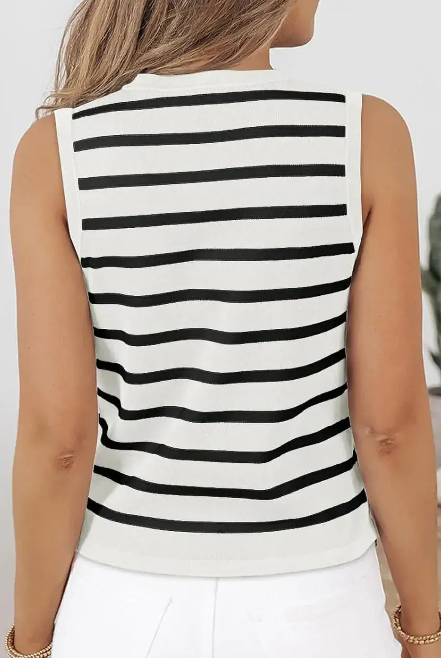 Striped V-Neck Knit Vest-Krush Kandy, Women's Online Fashion Boutique Located in Phoenix, Arizona (Scottsdale Area)