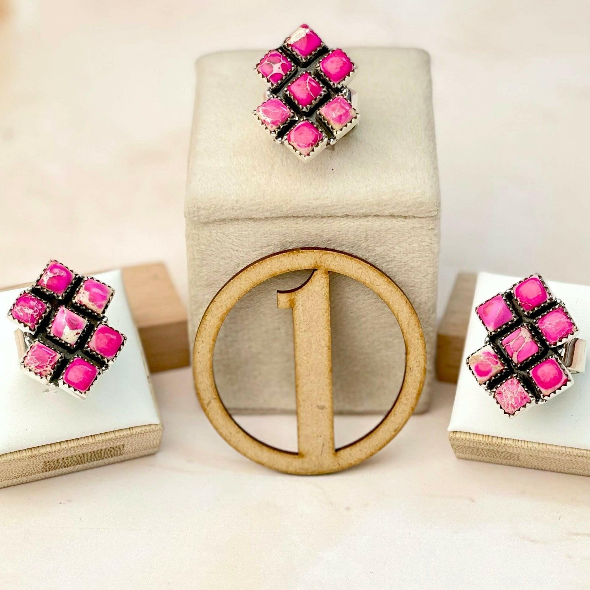 Desert Jasper Square Cut Rings-Rings-Krush Kandy, Women's Online Fashion Boutique Located in Phoenix, Arizona (Scottsdale Area)