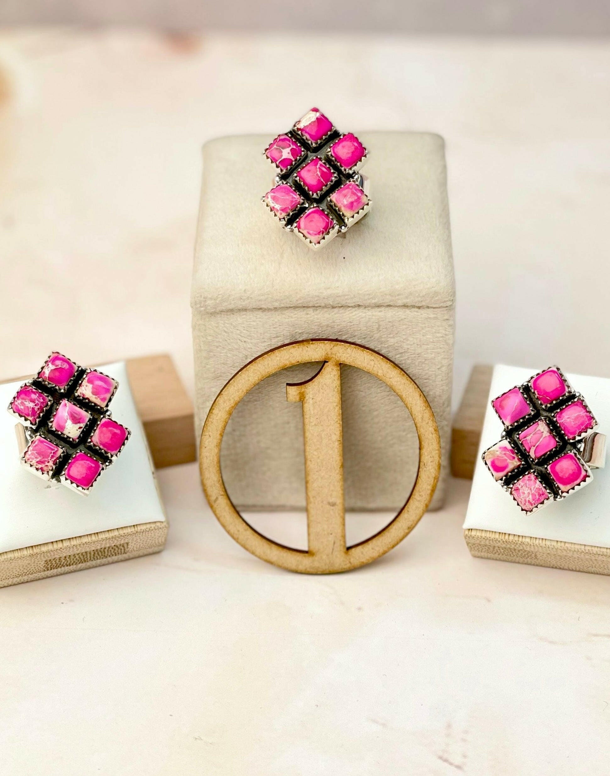 Desert Jasper Square Cut Rings-Rings-Krush Kandy, Women's Online Fashion Boutique Located in Phoenix, Arizona (Scottsdale Area)