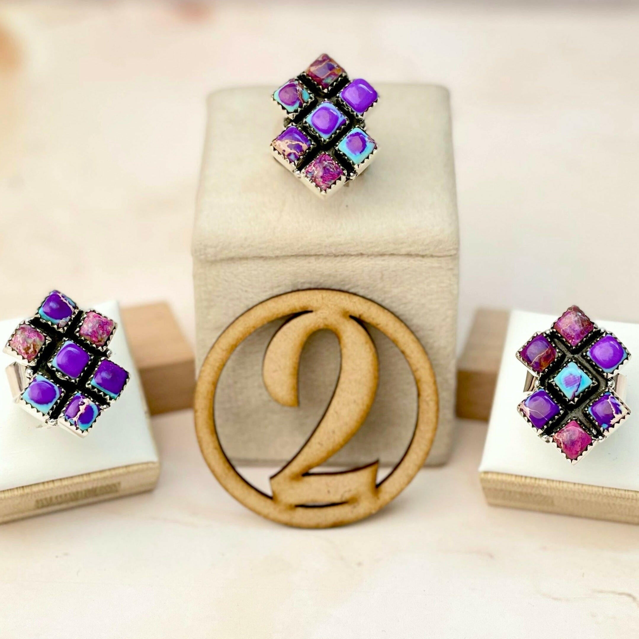 Desert Jasper Square Cut Rings-Rings-Krush Kandy, Women's Online Fashion Boutique Located in Phoenix, Arizona (Scottsdale Area)