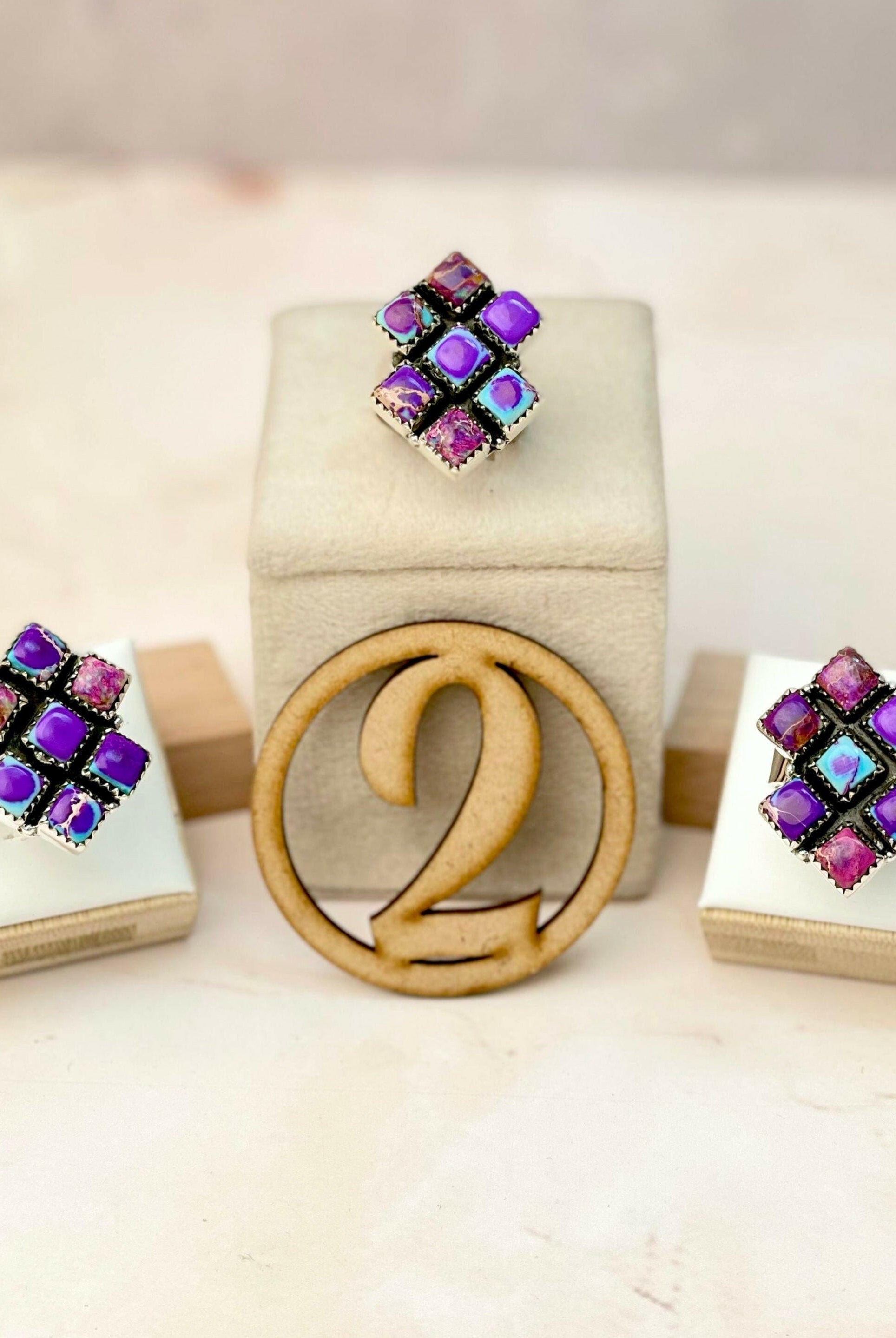 Desert Jasper Square Cut Rings-Rings-Krush Kandy, Women's Online Fashion Boutique Located in Phoenix, Arizona (Scottsdale Area)
