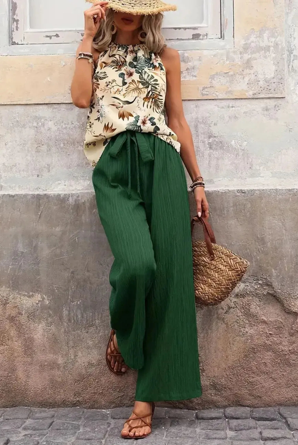 Printed Tank Top and Wide Leg Pants Set-Tops-Krush Kandy, Women's Online Fashion Boutique Located in Phoenix, Arizona (Scottsdale Area)