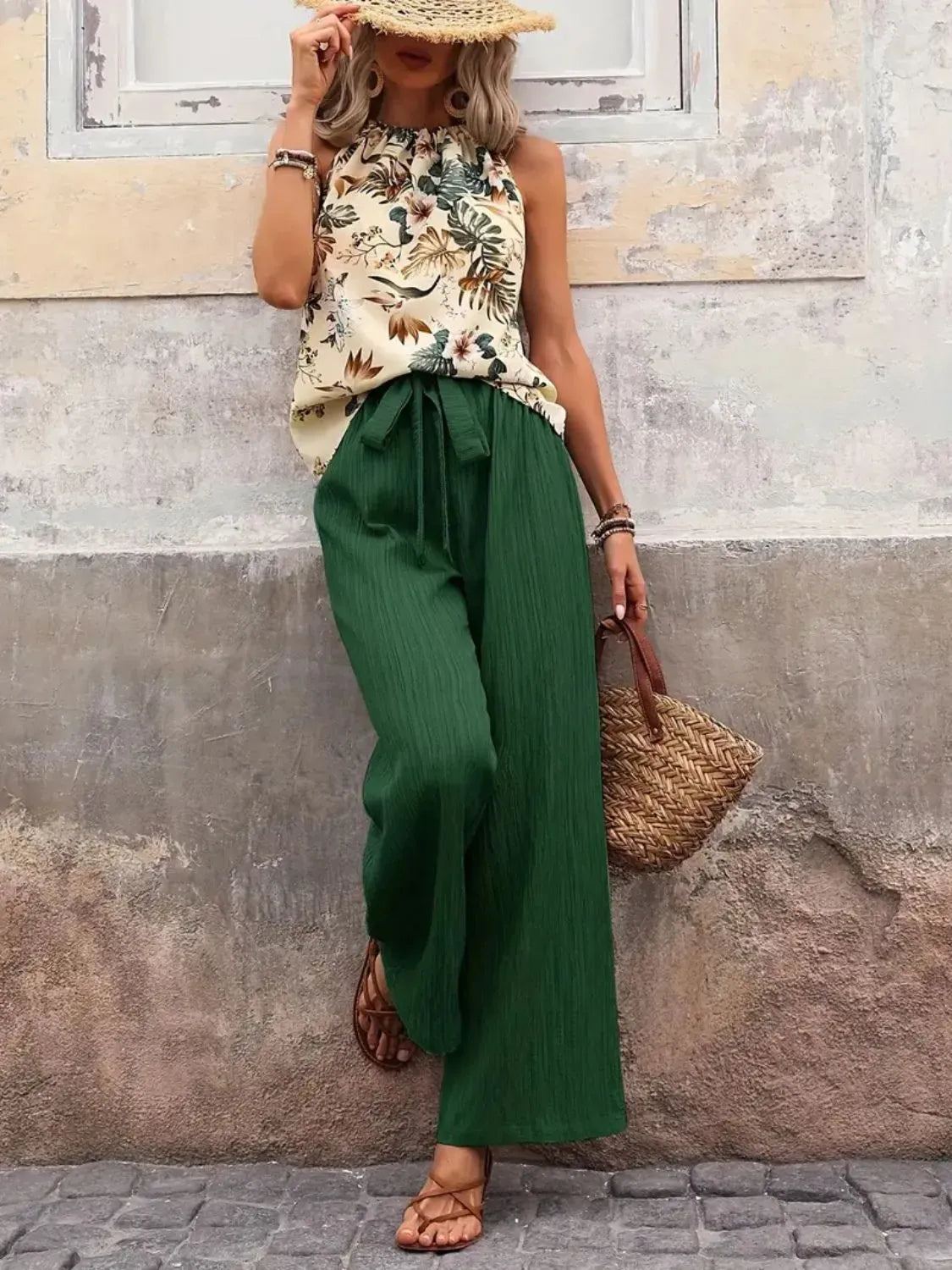 Printed Tank Top and Wide Leg Pants Set-Tops-Krush Kandy, Women's Online Fashion Boutique Located in Phoenix, Arizona (Scottsdale Area)