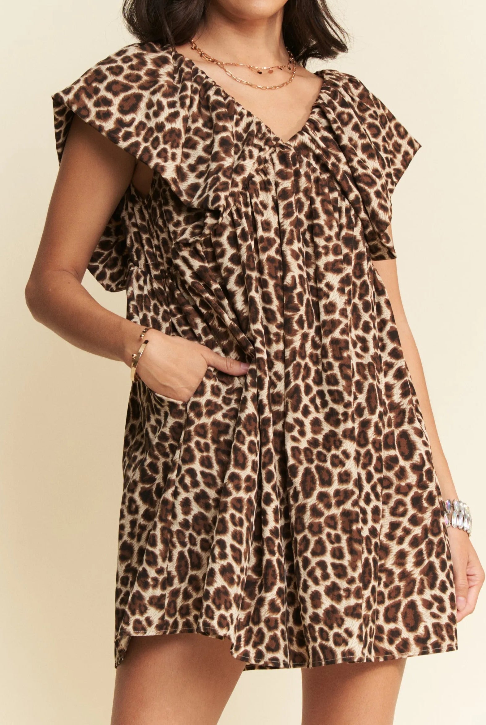 Davi & Dani Animal Printed Velvet Ribbon Mini Dress-Dresses-Krush Kandy, Women's Online Fashion Boutique Located in Phoenix, Arizona (Scottsdale Area)