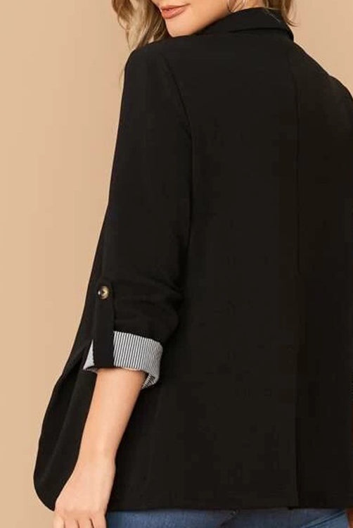 Lapel Collar Roll-Tab Sleeve Blazer-Krush Kandy, Women's Online Fashion Boutique Located in Phoenix, Arizona (Scottsdale Area)