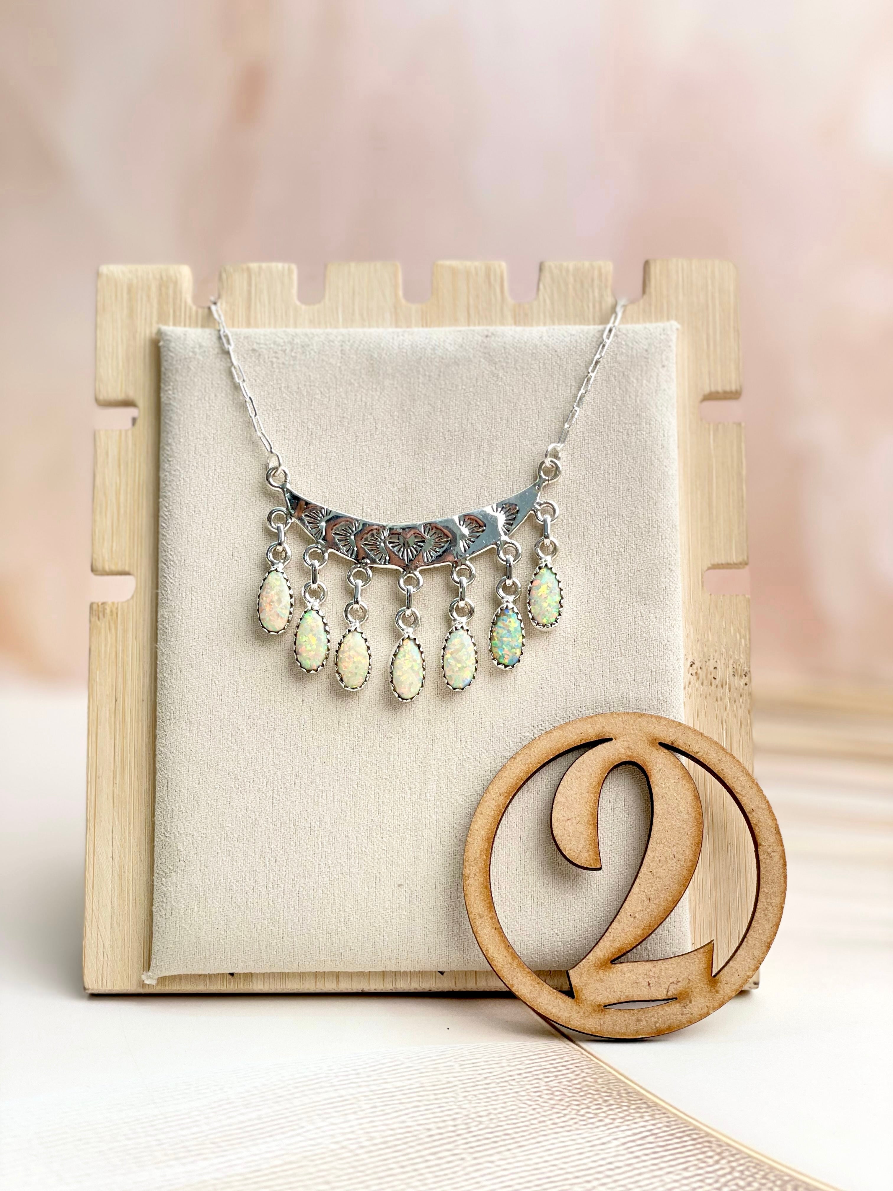 Boho Opal Tassels Necklace Sno 16-Necklaces-Krush Kandy, Women's Online Fashion Boutique Located in Phoenix, Arizona (Scottsdale Area)