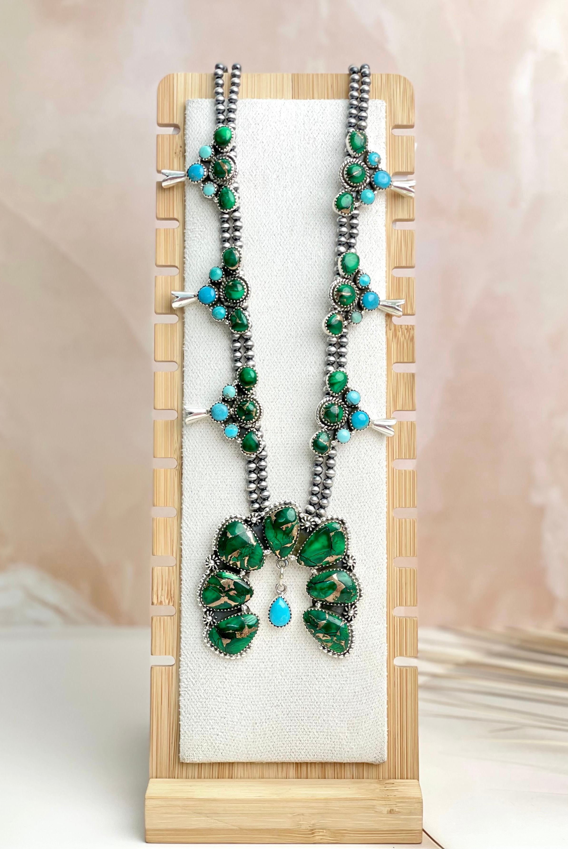 Irish Green Dahlia & Kingman Turquoise Statement Necklace sno 17-Necklaces-Krush Kandy, Women's Online Fashion Boutique Located in Phoenix, Arizona (Scottsdale Area)