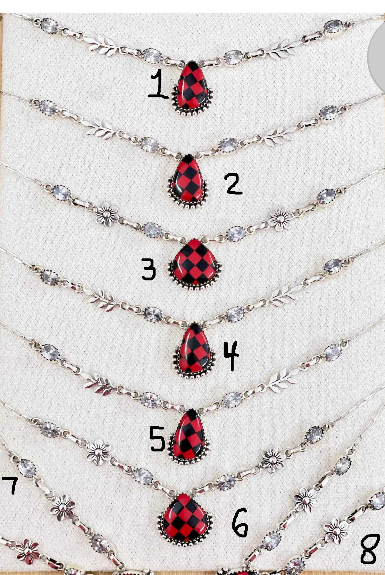 Red Checkered Slab Necklaces-Chain Necklaces-Krush Kandy, Women's Online Fashion Boutique Located in Phoenix, Arizona (Scottsdale Area)