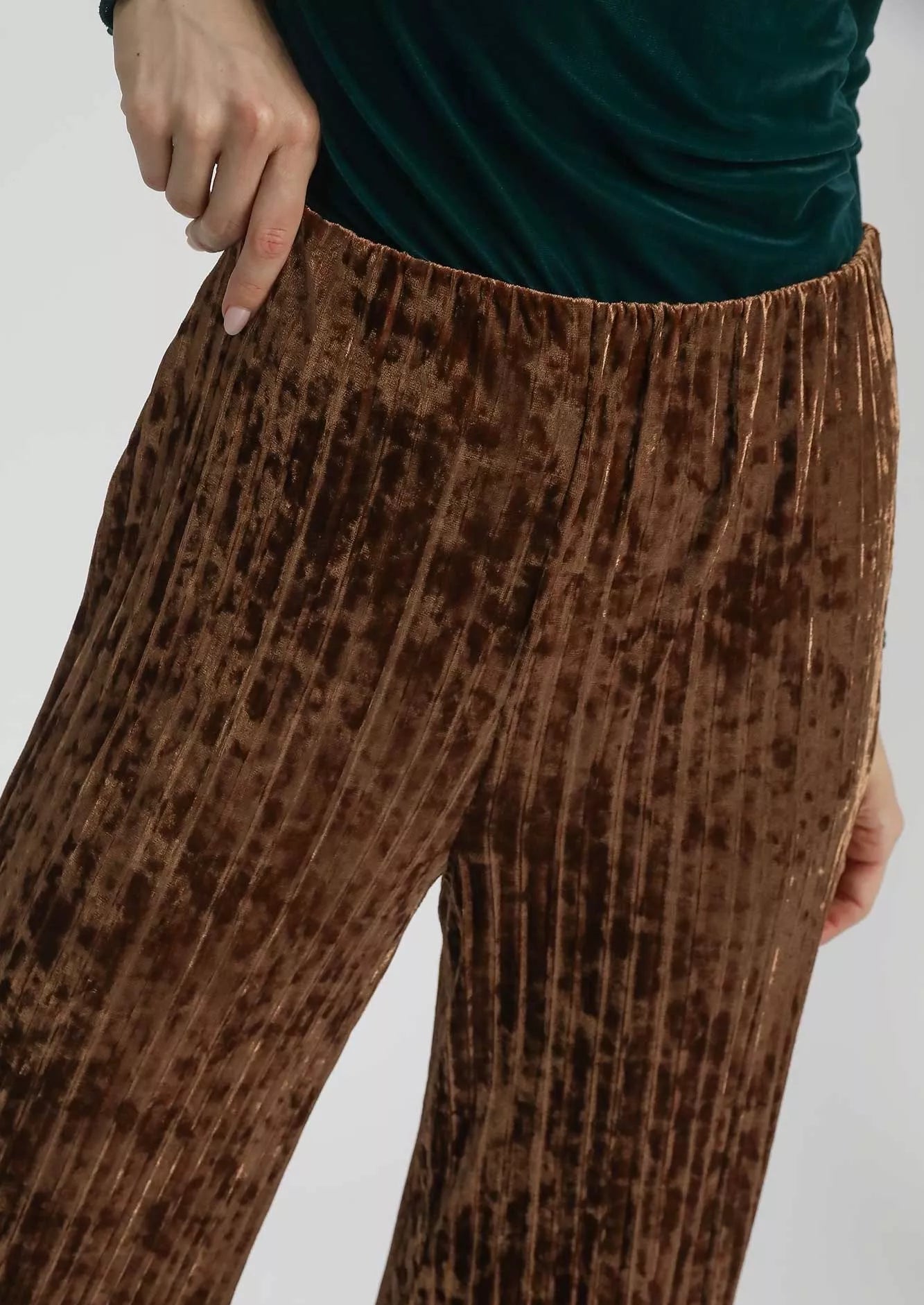 Umgee Velvet Pleated Wide Leg Pants-Pants-Krush Kandy, Women's Online Fashion Boutique Located in Phoenix, Arizona (Scottsdale Area)