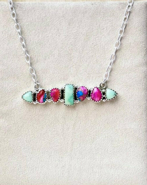 Paloma & Pink Dahlia Big Bar Necklace-Necklaces-Krush Kandy, Women's Online Fashion Boutique Located in Phoenix, Arizona (Scottsdale Area)