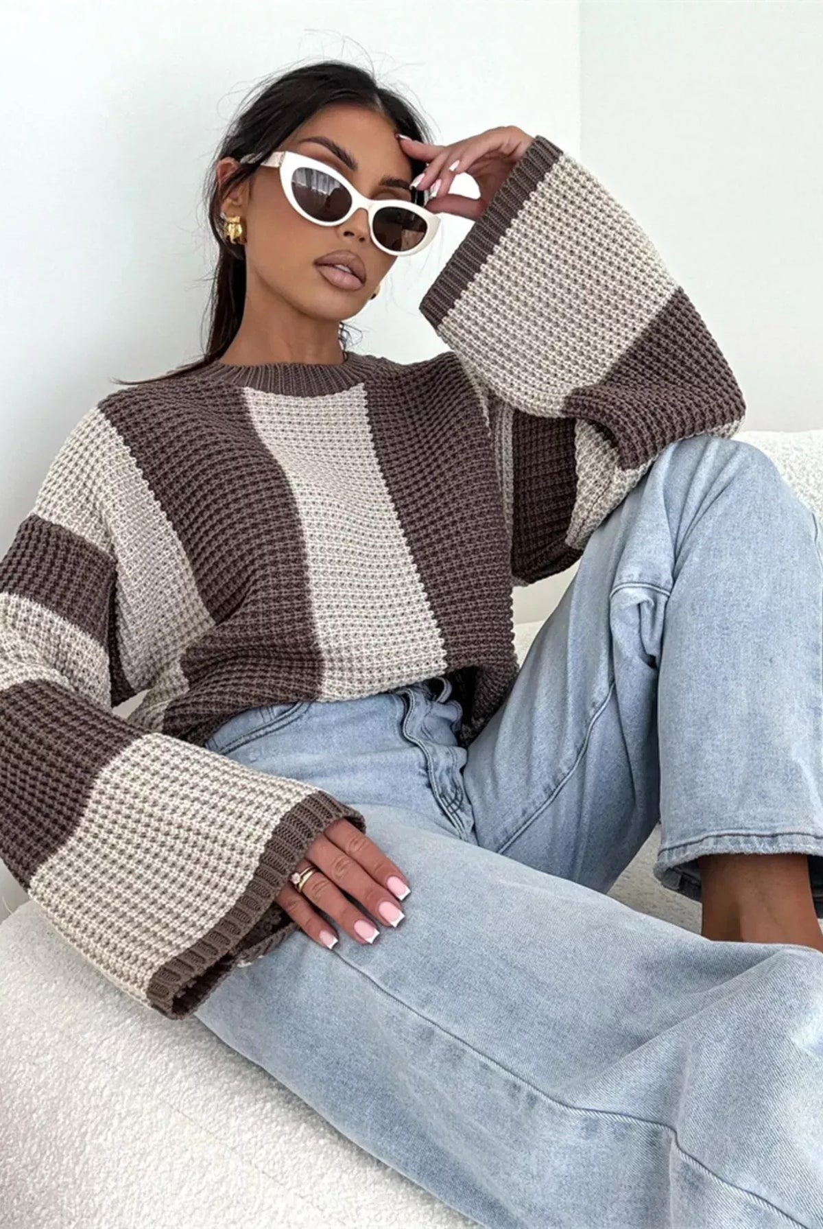 Color Block Long Sleeve Sweater-Sweater-Krush Kandy, Women's Online Fashion Boutique Located in Phoenix, Arizona (Scottsdale Area)